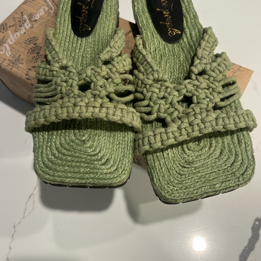 Free People Green Crochet Braided Sandals - Picture 3 of 5